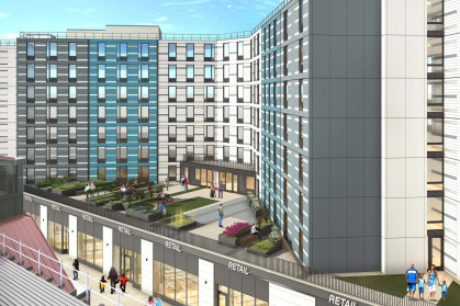 A rendering of the eight-story building at 1510 Broadway in Bedford-Stuyvesant, Brooklyn.